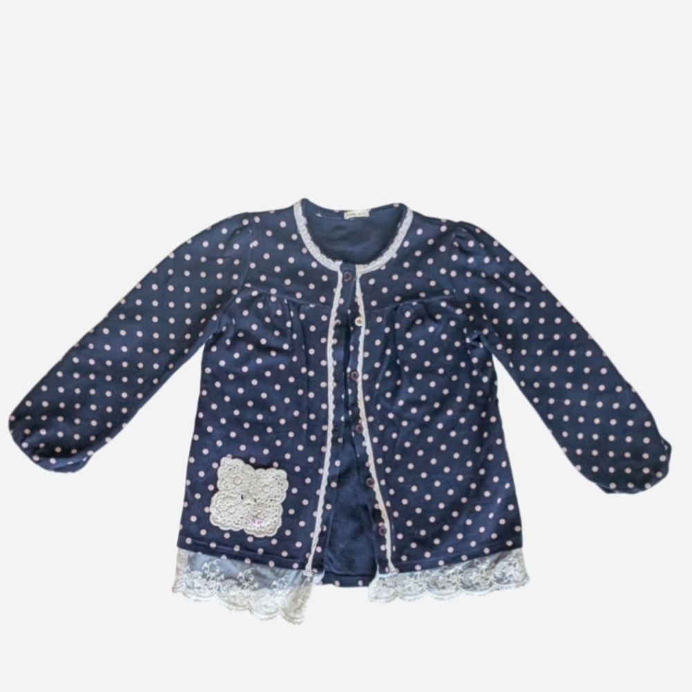 Navy Polka Dot Kids Jacket